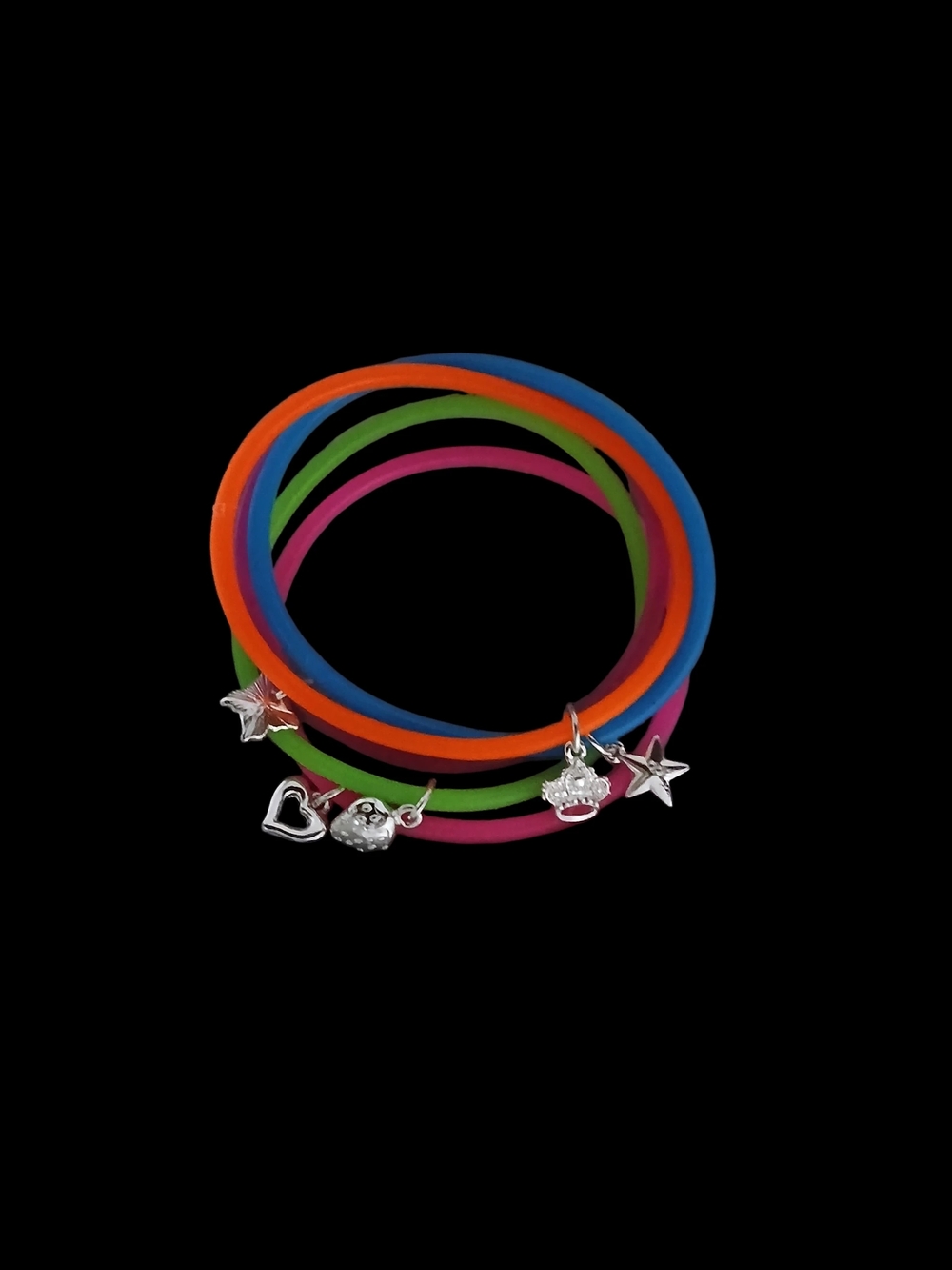 NEW Youth Girls Avon Colorful Neon Silicone Charm Bracelets